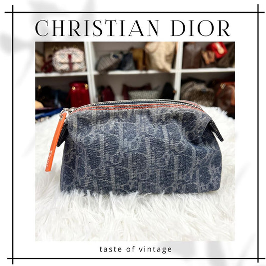 Christian Dior Pouch 牛仔布老花化妝袋