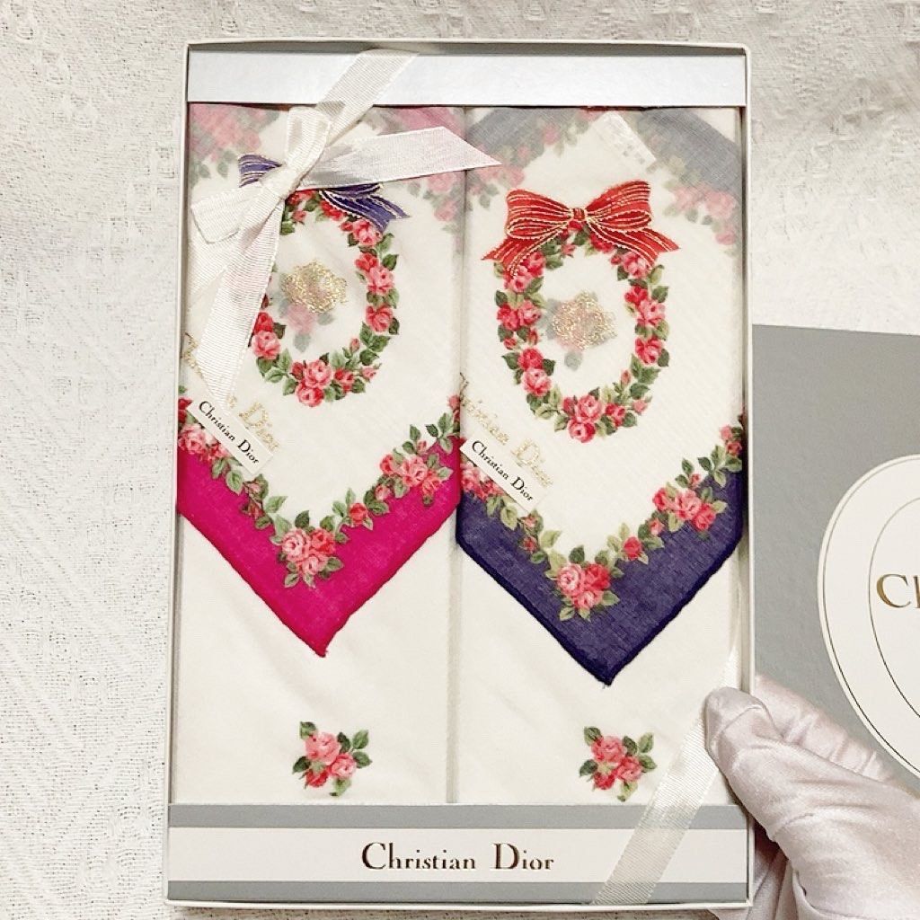 Christian Dior 100%棉 絲巾 原裝盒兩條裝