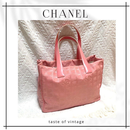 Chanel Travel Line Shoulder Bag (Pink) 帆布皮革粉红色托特包