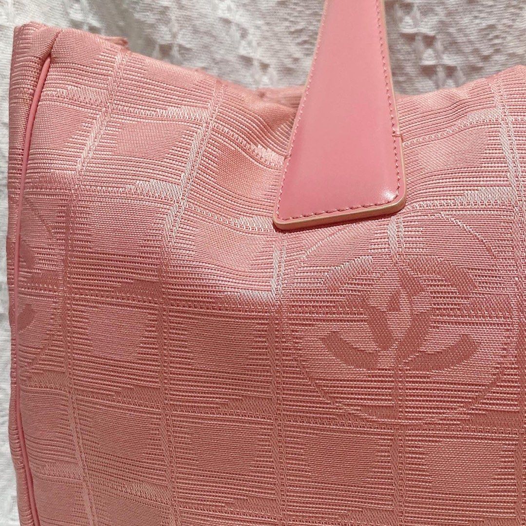 Chanel Travel Line Shoulder Bag (Pink) 帆布皮革粉红色托特包