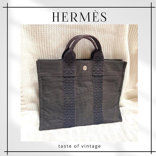 HERMES Herline Canvas MM Tote Bag (Yale Line)