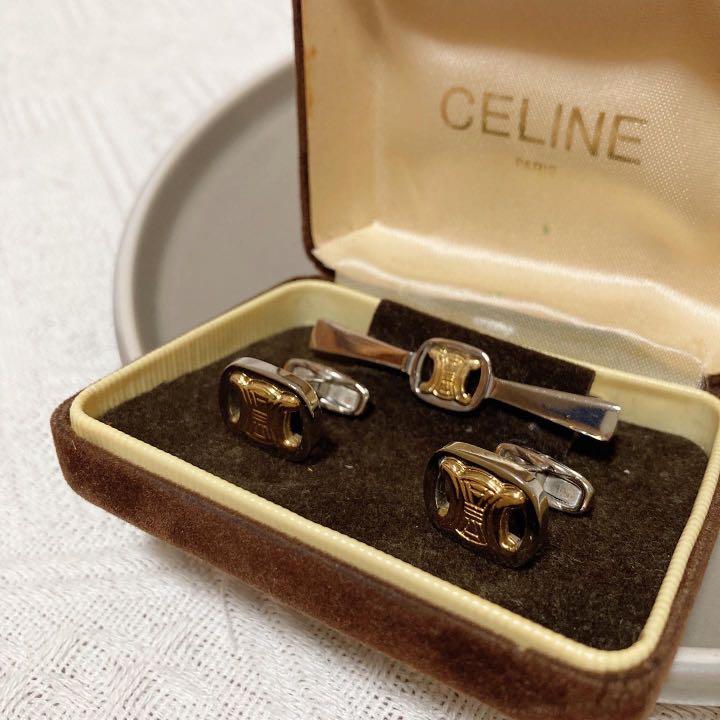 Celine Logo Cufflinks & Tie Clip Set 袖口鈕 & 呔夾套裝