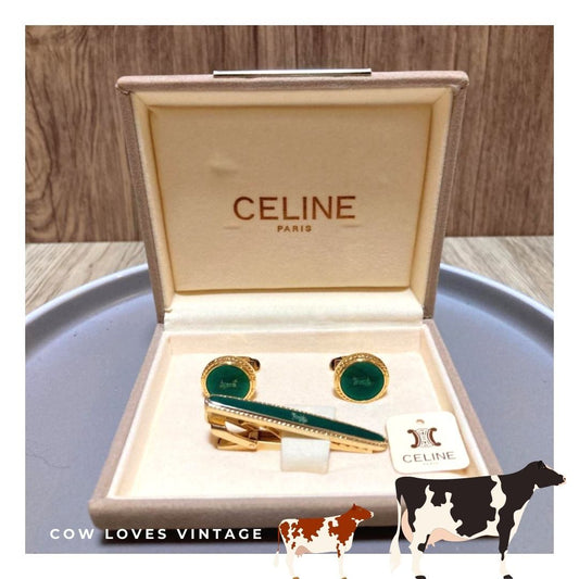 Celine Carriage Cufflinks & Tie Clip Set 馬車袖口鈕及呔夾套裝