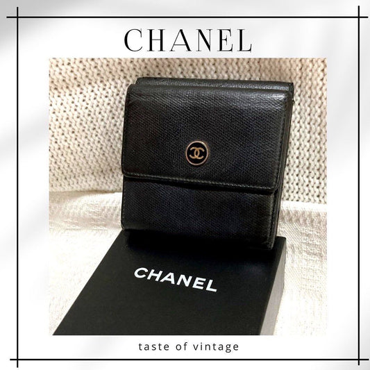Chanel CC Black Wallet 圓扣CC黑色短銀包