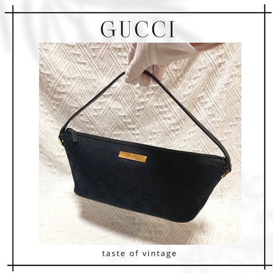 Gucci Boat Pochette GG Canvas Bag (Black) 黑色餃子袋