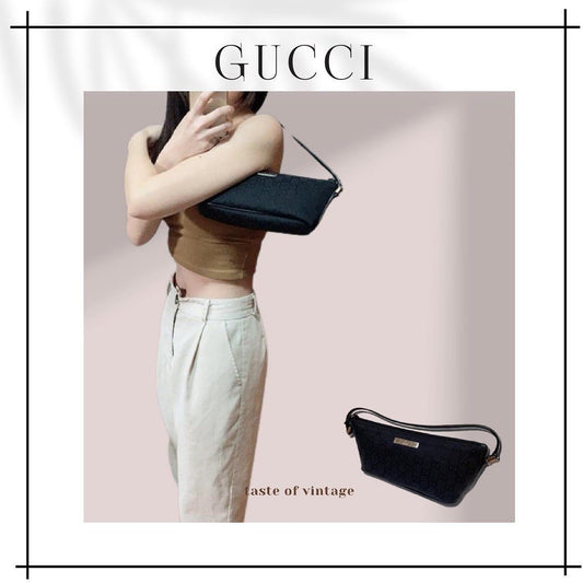 Gucci Boat Pochette GG Canvas Bag (Black) 黑色餃子袋