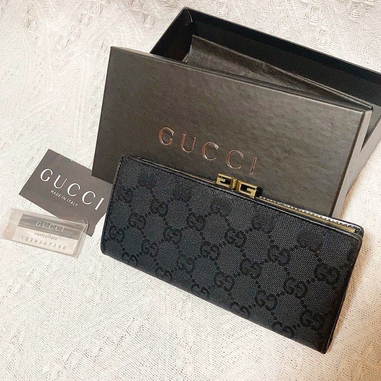 Gucci Black Long Wallet 黑色暗花長銀包