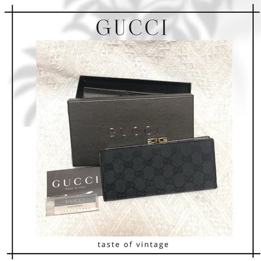 Gucci Black Long Wallet 黑色暗花長銀包