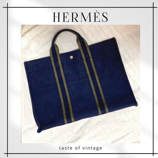 HERMES Herline Canvas MM Tote Bag